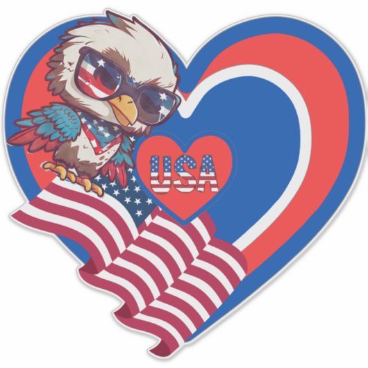 patriotic eagle USA Custom-Cut Vinyl Sticker (Voorkant)