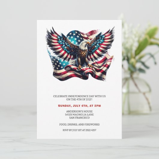 Patriotic Eagle USA Vlag 4 juli Uitnodigingen (Staand voorkant)