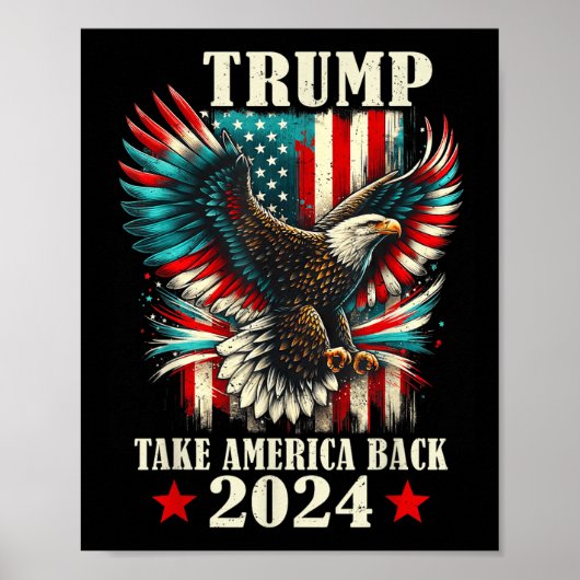 Patriotic Eagle USA Vlag Trump 2024 Take America B Poster (Voorkant)