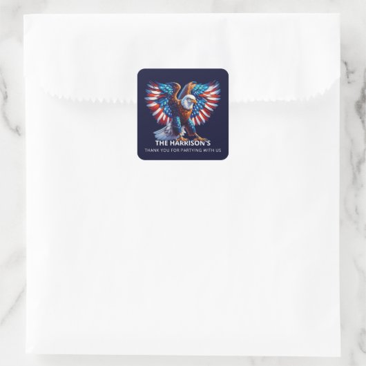 Patriotic Eagle Verenigde Staten op 4 juli Vierkante Sticker (Tas)