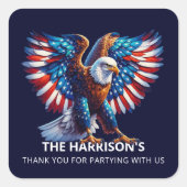 Patriotic Eagle Verenigde Staten op 4 juli Vierkante Sticker (Voorkant)