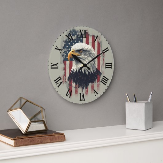 Patriotic Eagle Wall Clock USA Decor Grote Klok (Kantoor)