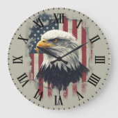 Patriotic Eagle Wall Clock USA Decor Grote Klok (Voorkant)