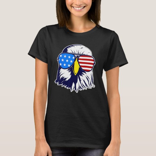 Patriotic Eagle with Sunglasses Fourth Of July Men T-shirt (Voorkant)