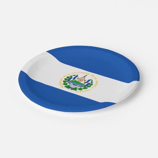Patriotic El Salvador Flag Papieren Bordje (Gekanteld)