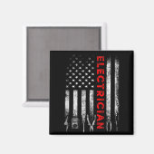 Patriotic Electrician American Flag Fathers Day  Magneet (Voorkant / Achterkant)