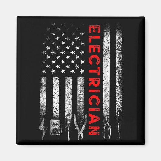 Patriotic Electrician American Flag Fathers Day  Magneet (Voorkant)