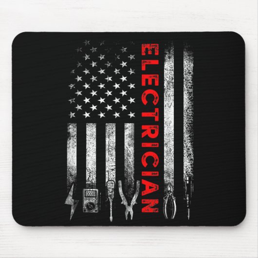 Patriotic Electrician American Flag Fathers Day  Muismat (Voorkant)