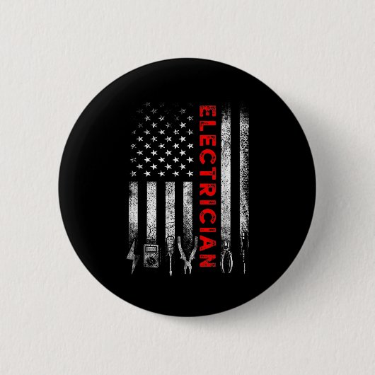 Patriotic Electrician American Flag Fathers Day  Ronde Button 5,7 Cm (Voorkant)