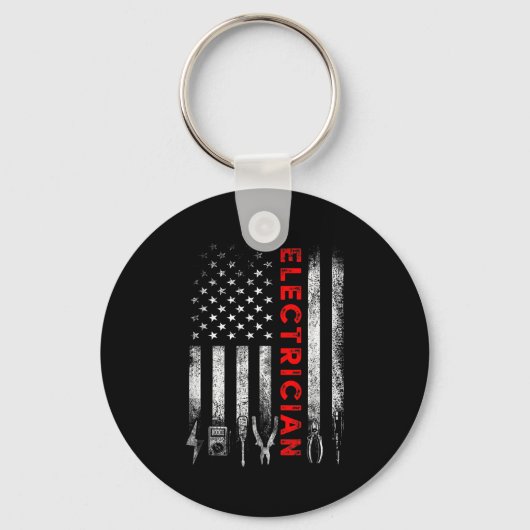 Patriotic Electrician American Flag Fathers Day Sleutelhanger (Voorkant)