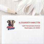 Patriotic Elephant Illustration Return Address Etiket (Insitu)