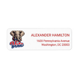 Patriotic Elephant Illustration Return Address Etiket