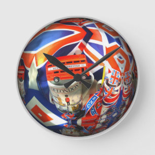 Patriotic England London collage art accessoires Ronde Klok