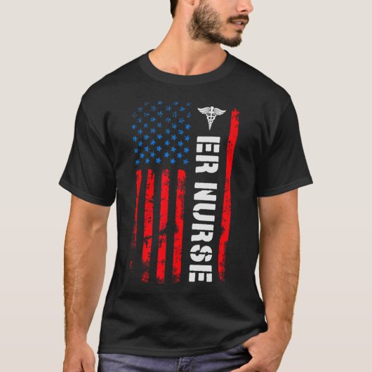 Patriotic Er Nurse Shirt Retro Amerikaanse vlag 4e (Voorkant)