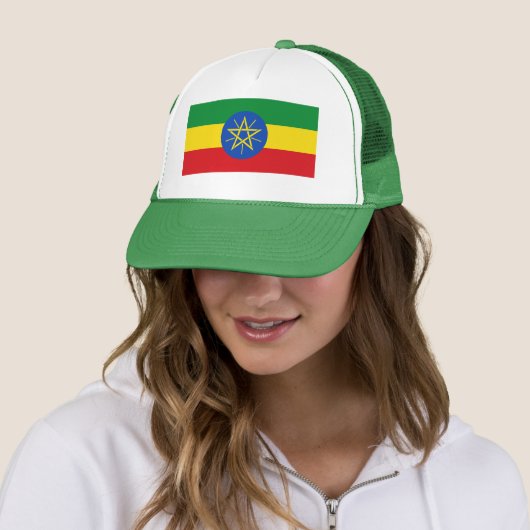 Patriotic Ethiopia Flag Trucker Pet (In situ)