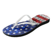 Patriotic Faux Glitter American Flag Stars Stripes Teenslippers (Schuin)