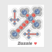 "Patriotic" Faux Sapphire-Ruby-Silver Crosses - Sticker (Vel)
