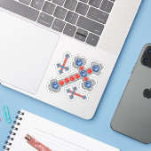 "Patriotic" Faux Sapphire-Ruby-Silver Crosses - Sticker (Laptop met iPhone)