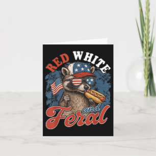 Patriotic Feral Raccoon Illustratie voor 4 juli Kaart