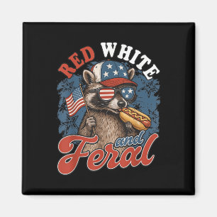 Patriotic Feral Raccoon Illustratie voor 4 juli Magneet