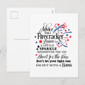 Patriotic firecracker advice feestdagenkaart (Voorkant / Achterkant)