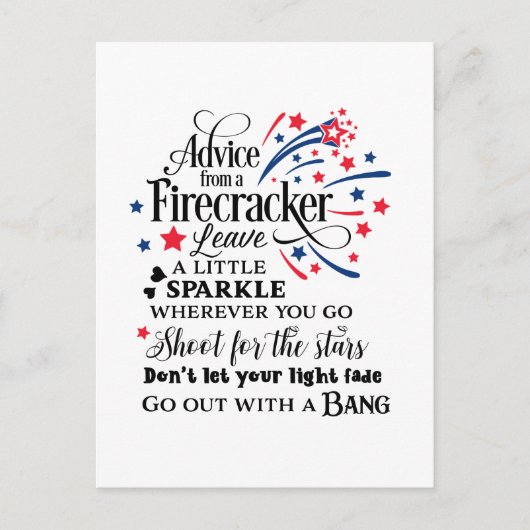 Patriotic firecracker advice feestdagenkaart (Voorkant)