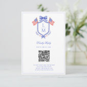 Patriotic Flag Crest | Monogram Wedding | QR RSVP Kaartje (Staand voorkant)