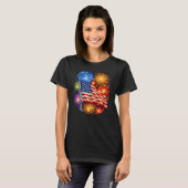 Patriotic Flag Fireworks  T-shirt (Voorkant volledig)