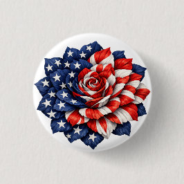 Patriotic Flag Floral Illustration Ronde Button 3,2 Cm