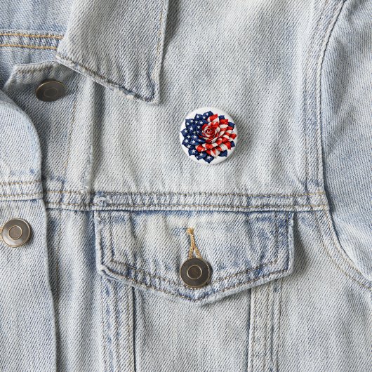 Patriotic Flag Floral Illustration Ronde Button 3,2 Cm (In situ)
