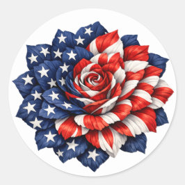 Patriotic Flag Floral Illustration Ronde Sticker