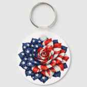 Patriotic Flag Floral Illustration Sleutelhanger (Achterkant)