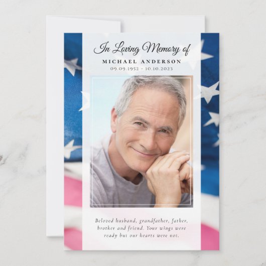 Patriotic Flag Photo Memorial Service Programma (Voorkant)