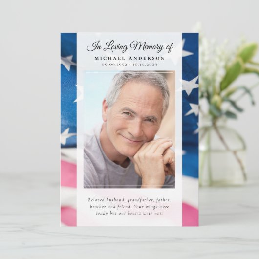 Patriotic Flag Photo Memorial Service Programma (Staand voorkant)