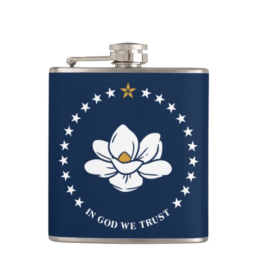 Patriotic flask with Flag of Mississippi State, US Heupfles (Voorkant)