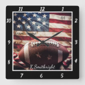 Patriotic Football Flag Vierkante Klok (Voorkant)