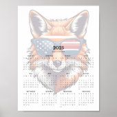 Patriotic Fox Rood Wit Blauw Zonnebril 2025 Poster (Voorkant)