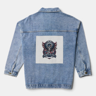 Patriotic Freedom Guitarist Skull Music Rock Metal Denim Jacket