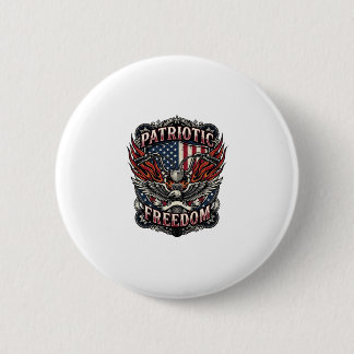 Patriotic Freedom Handlebars Biker Road Freedom Pa Ronde Button 5,7 Cm