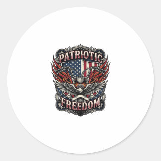 Patriotic Freedom Handlebars Biker Road Freedom Pa Ronde Sticker