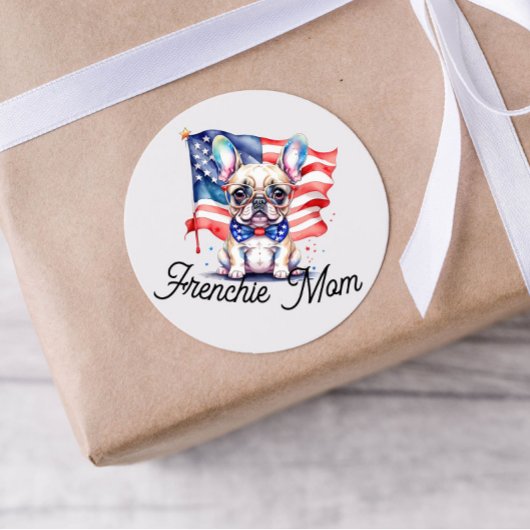 Patriotic French bulldog frenchie mom Ronde Sticker