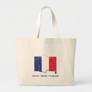 Patriotic FRENCH FLAG Liberté Egalité Fraternité Grote Tote Bag