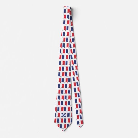 Patriotic FRENCH FLAG Monogram Stropdas (Voorkant)