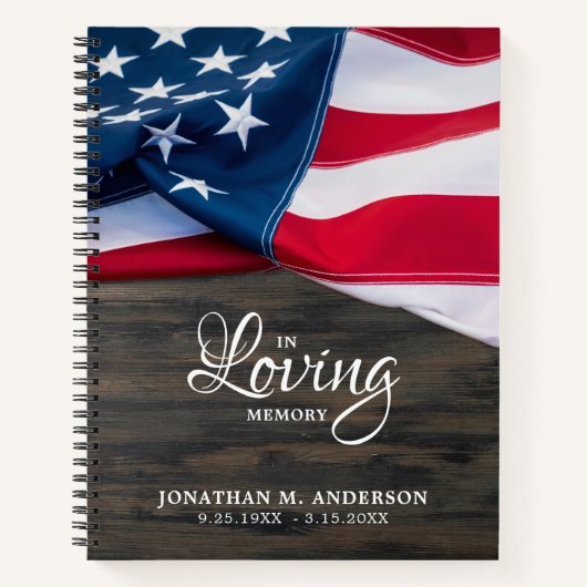 Patriotic Funeral Guestbook American Flag Memorial Notitieboek (Voorkant)
