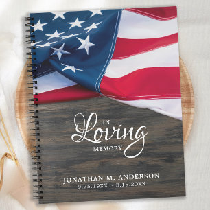 Patriotic Funeral Guestbook American Flag Memorial Notitieboek
