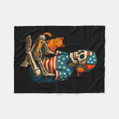 Patriotic Gamer Skeleton Gaming Videogames Cat Bo Fleece Deken (Voorkant (Horizontaal))