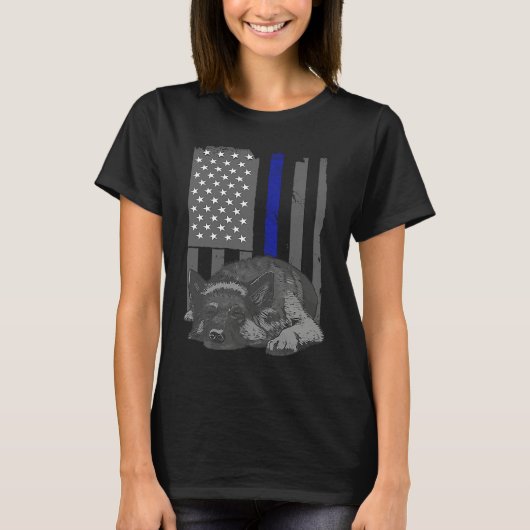 Patriotic German Shepherd America Flag 4th of July T-shirt (Voorkant)