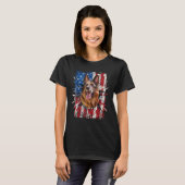 Patriotic German Shepherd Torn American Flag 4th O T-shirt (Voorkant volledig)
