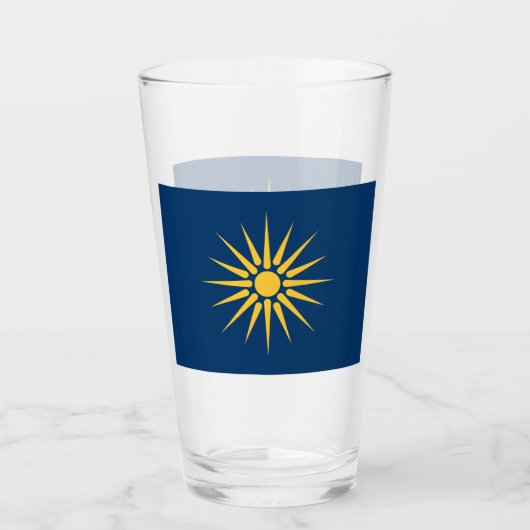 Patriotic glass cup with flag of Macedonia, Greece Glas (Voorkant)