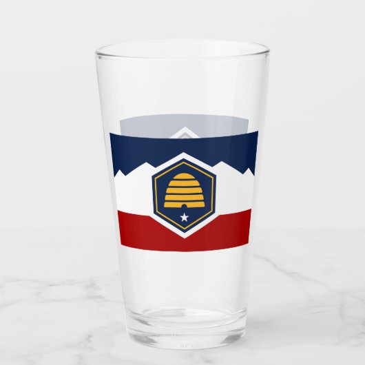 Patriotic glass cup with new flag of Utah, USA Glas (Achterkant)